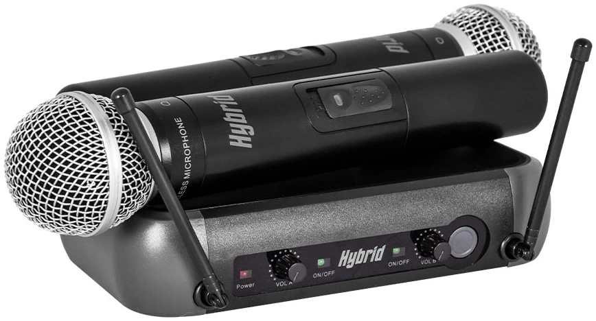 VIVMICHYB015-1 Hybrid Mini U-DF Dual Handheld Wireless Microphone System - Image 1