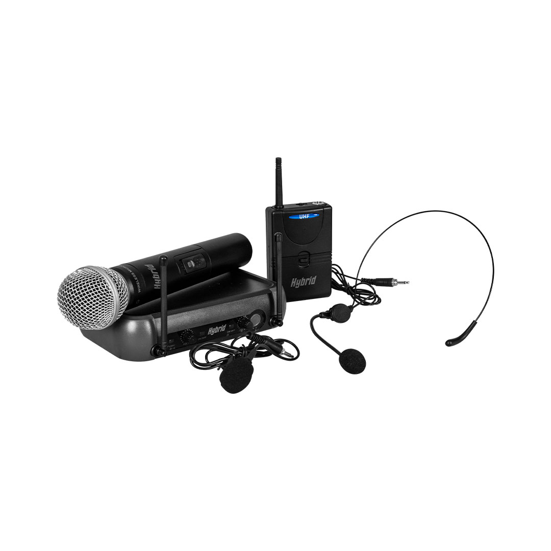 VIVMICHYB016-1 Hybrid Mini U-DF Handheld Lapel/Headset Dual Wireless Microphone System - Image 1