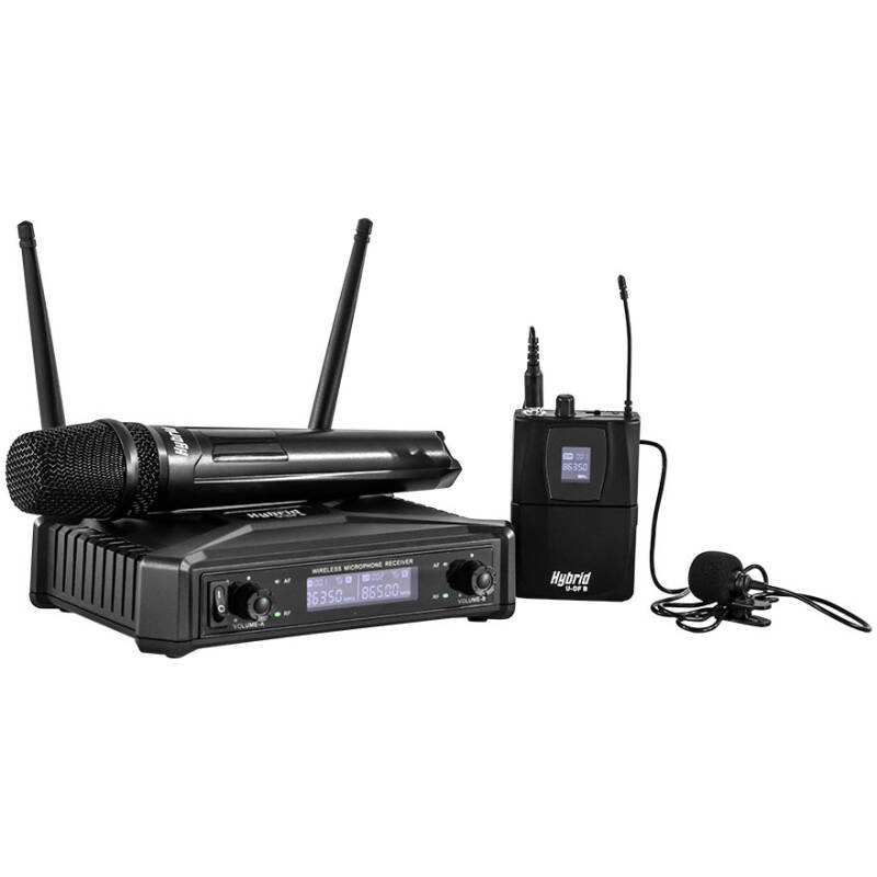Hybrid U-DF B Handheld + Lapel Wireless Microphone System