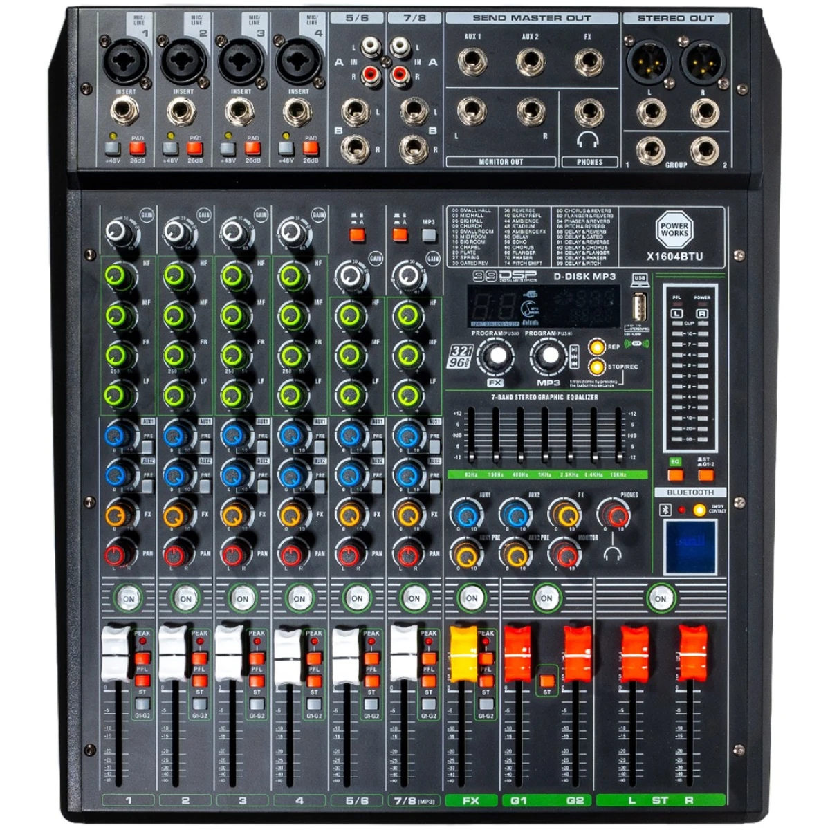 PowerWorks X1604BT-USB 4 Mono/2 Stereo Channel Mixer - Image 2