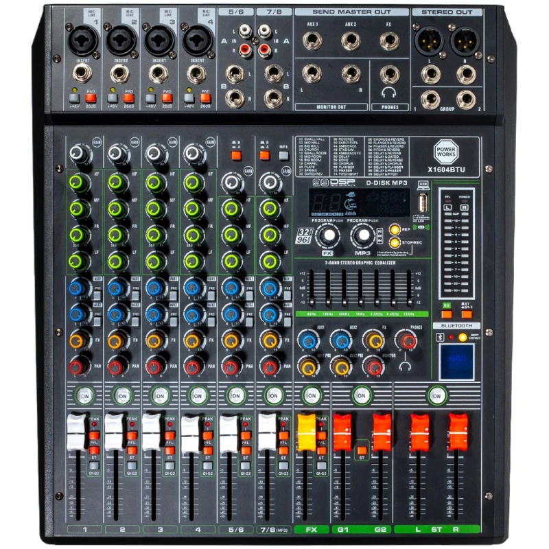 PowerWorks X1604BT-USB 4 Mono/2 Stereo Channel Mixer