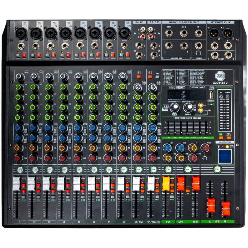 PowerWorks X2004BT-USB 8 Mono and 2 Stereo Channel Mixer - A1 Sound