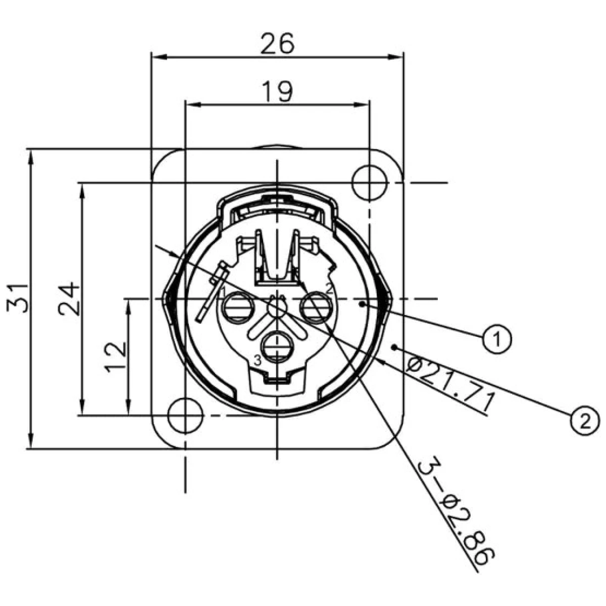 Enova XL13FB - XLR Female Chassis connector - Image 4