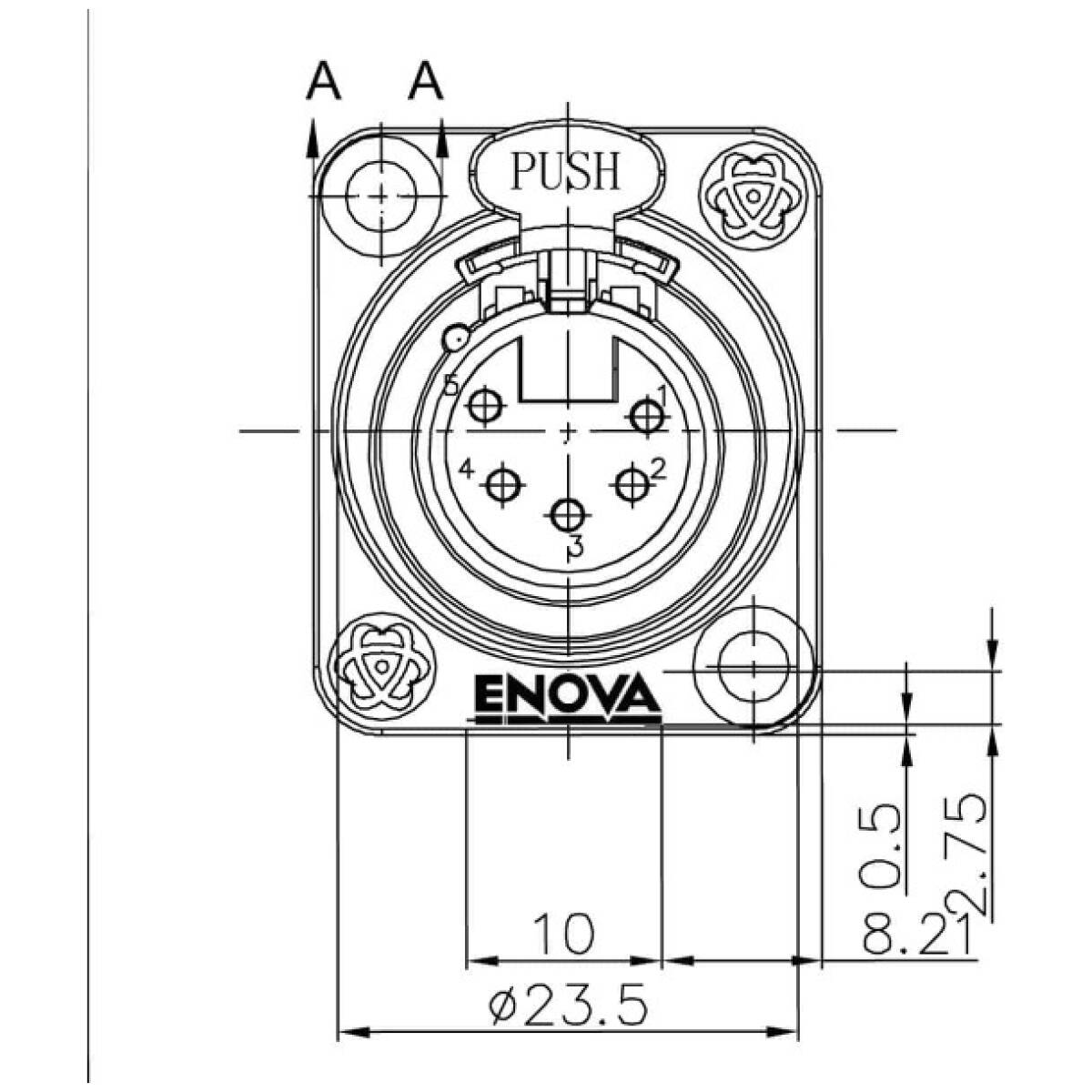 Enova XL15FB - XLR Female Chassis Connector;5-Pin Black Metal - Image 5