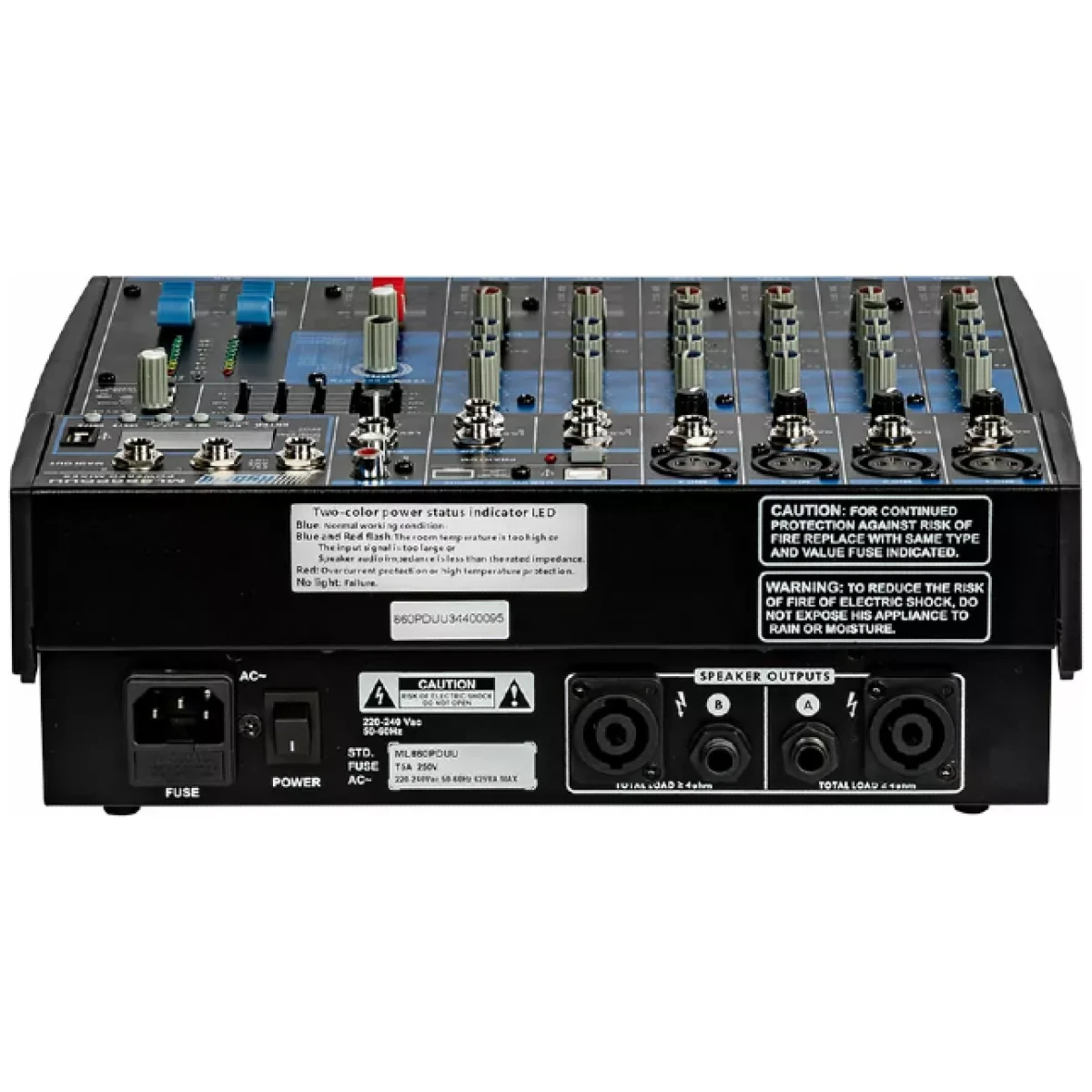 Hybrid ML860PDUU8-Channel Powered Mixer With Dual USB Bluetooth & DSP Effects - Image 3