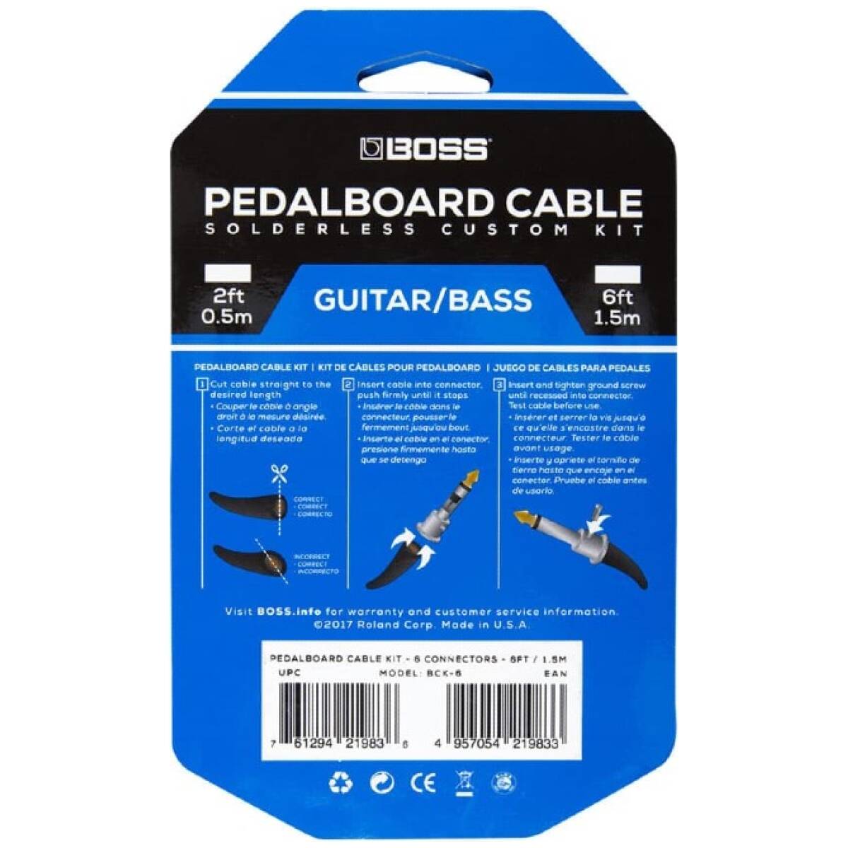 Boss BCK-6 1.5m Solderless Pedalboard Patch Cable Kit - Image 2