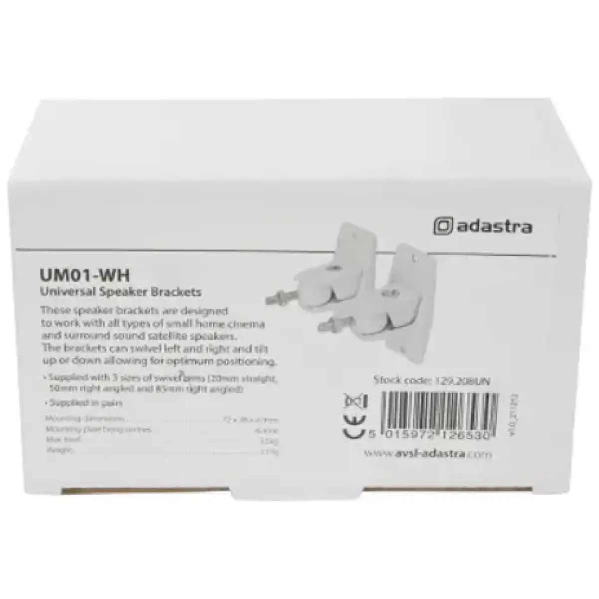 Adastra UM01W Speaker Brackets Universal White - Image 3