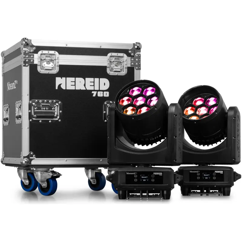 Beamzpro NEREID760 Led Moving Head Wash IP65 7X 60W [2 Pieces In Flightcase]