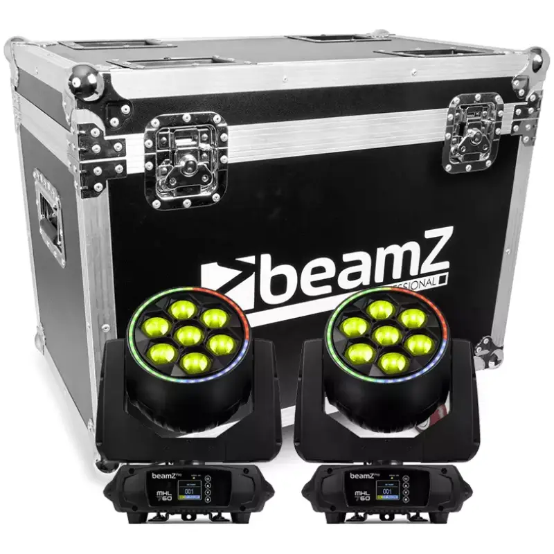 Beamzpro MHL760 Led Moving Head Bee Eye Zoom 7X 60W Rgbw [2 In A Flightcase]
