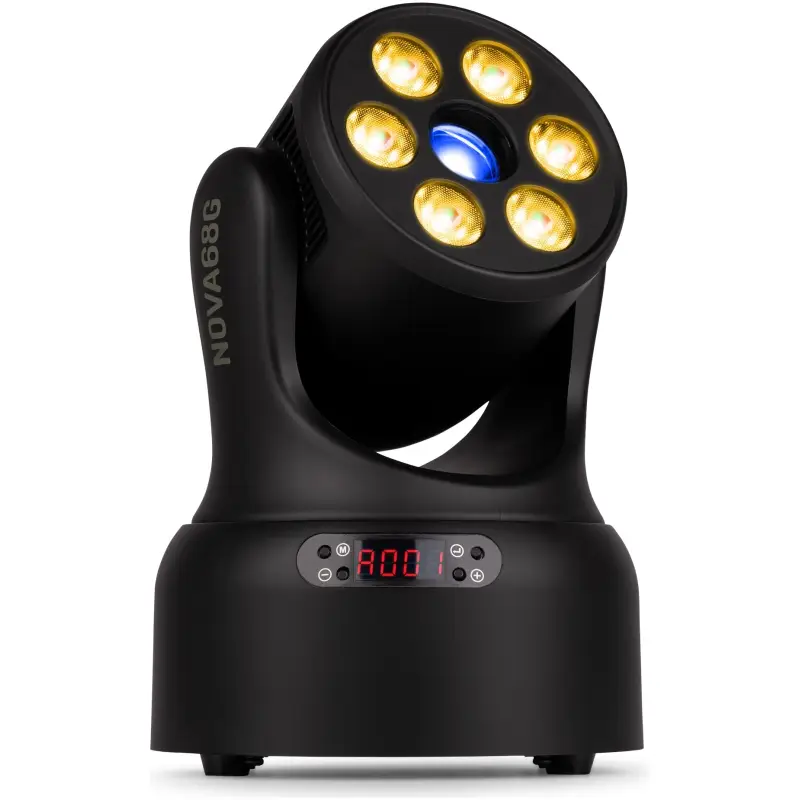 BEAMZ NOVA68G-BK LED MOVING HEAD WASH 6x 8W RGBW GOBO BLACK