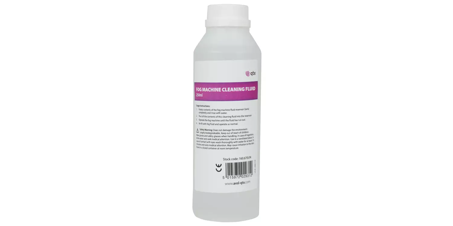 160670UK_CO1 Qtx Fog Machine Cleaning Fluid 250ML - Image 1