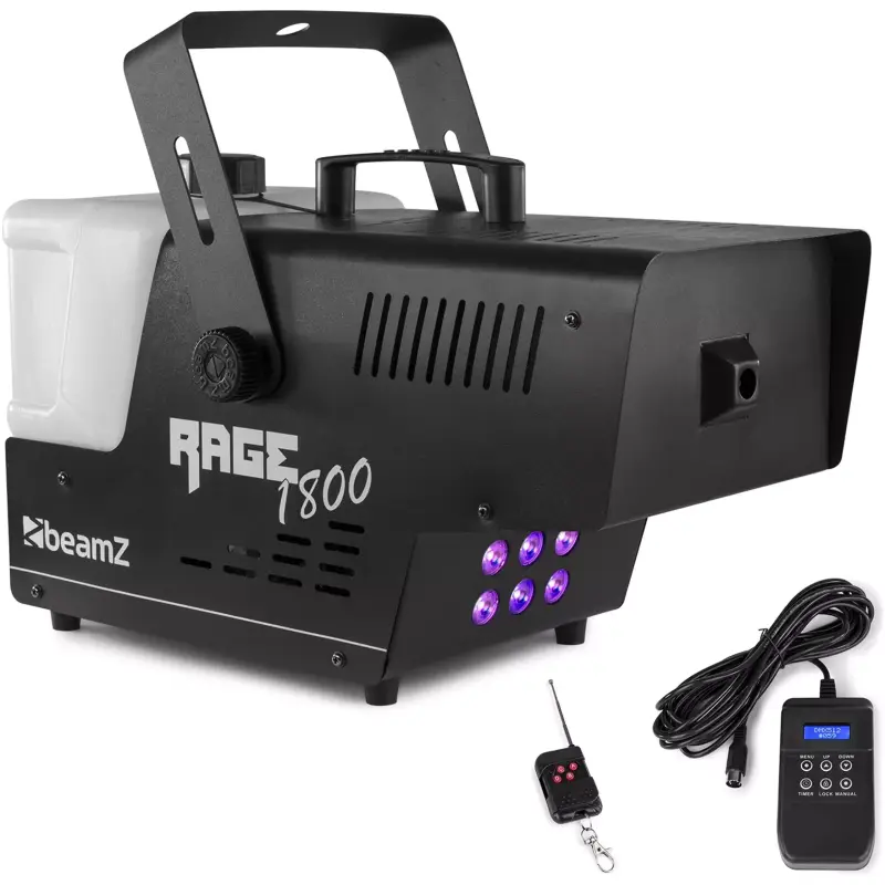 Beamz RAGE1500LED Smoke Machine 1800W Rgba 6X 9W Wireless Remote