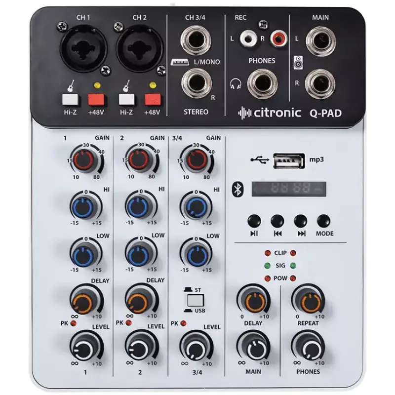 Citronic - Q - Pad Compact Music Mixer 4 - Ch BT/USB/MP3