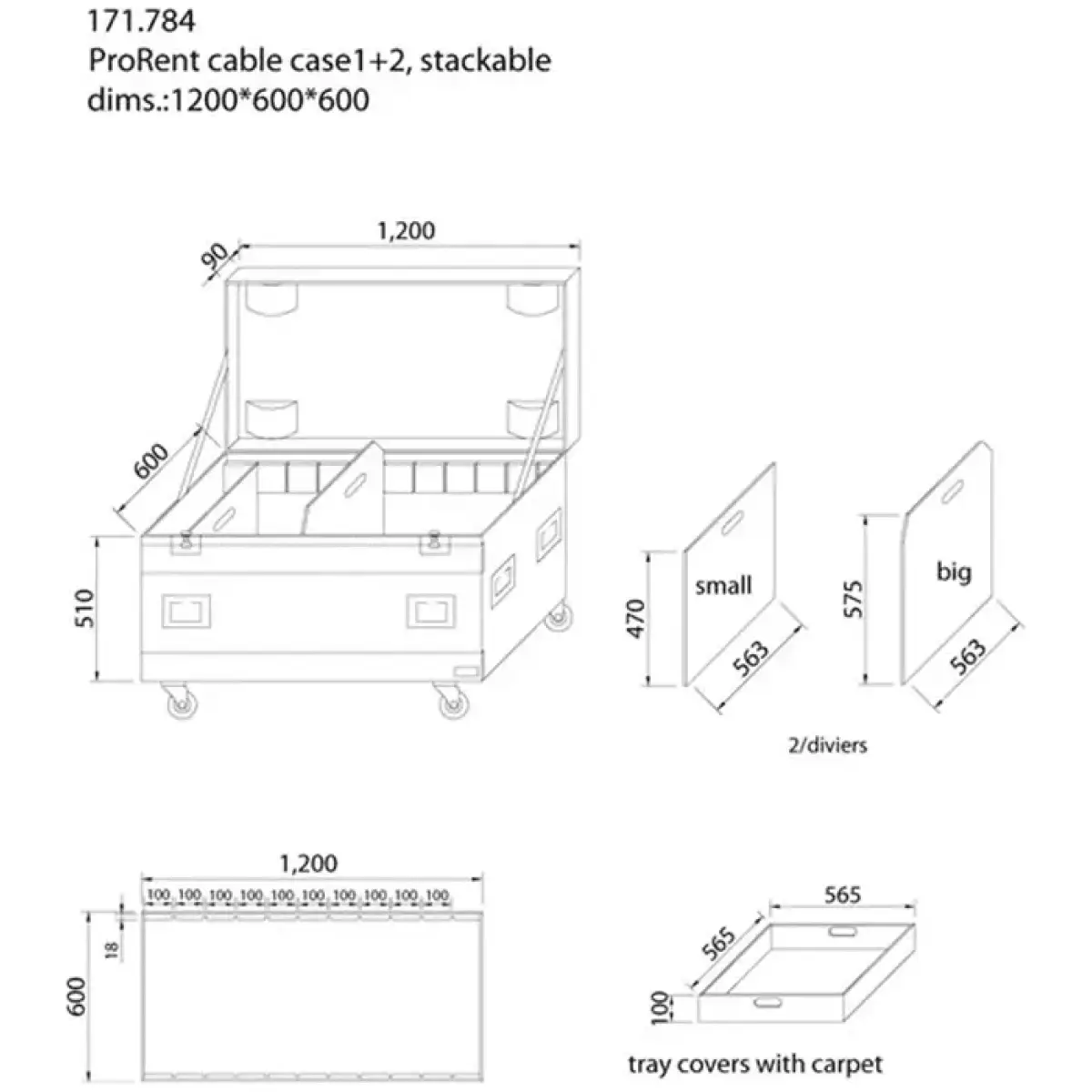 Power Dynamics - PDFA2 Cable Flightcase 2D/IT 1200 X 600 X 600MM - Image 6