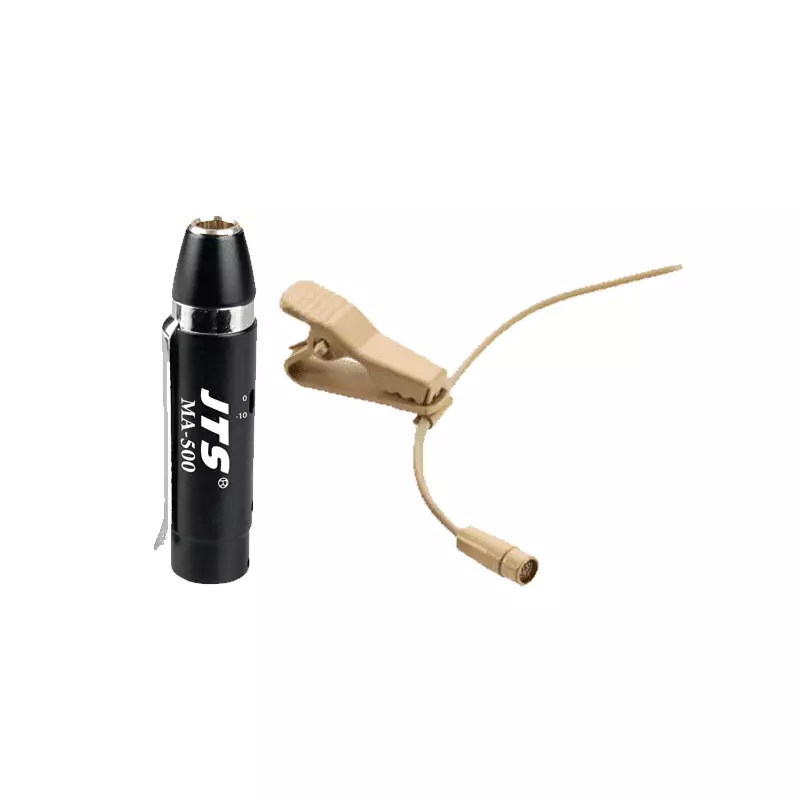 171807JTS_1 Jts Cm - 201I/MA - 500 Miniature Lapel Microphone Beige With Phantom Power Adaptor - Image 1