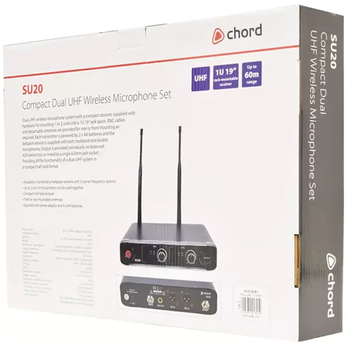 Chord SU20 - B - By Dual Lapel Microphone Uhf 864.8+863.1MHZ - Image 9