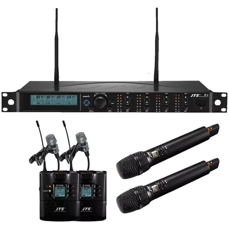 Jts R - 4/R - 4TB+CM - 501 X2 + JSS - 4B X2 DUAL HANDHELD DUAL LAPEL MICROPHONE DIVERSITY UHF 614 - 650 MHZ