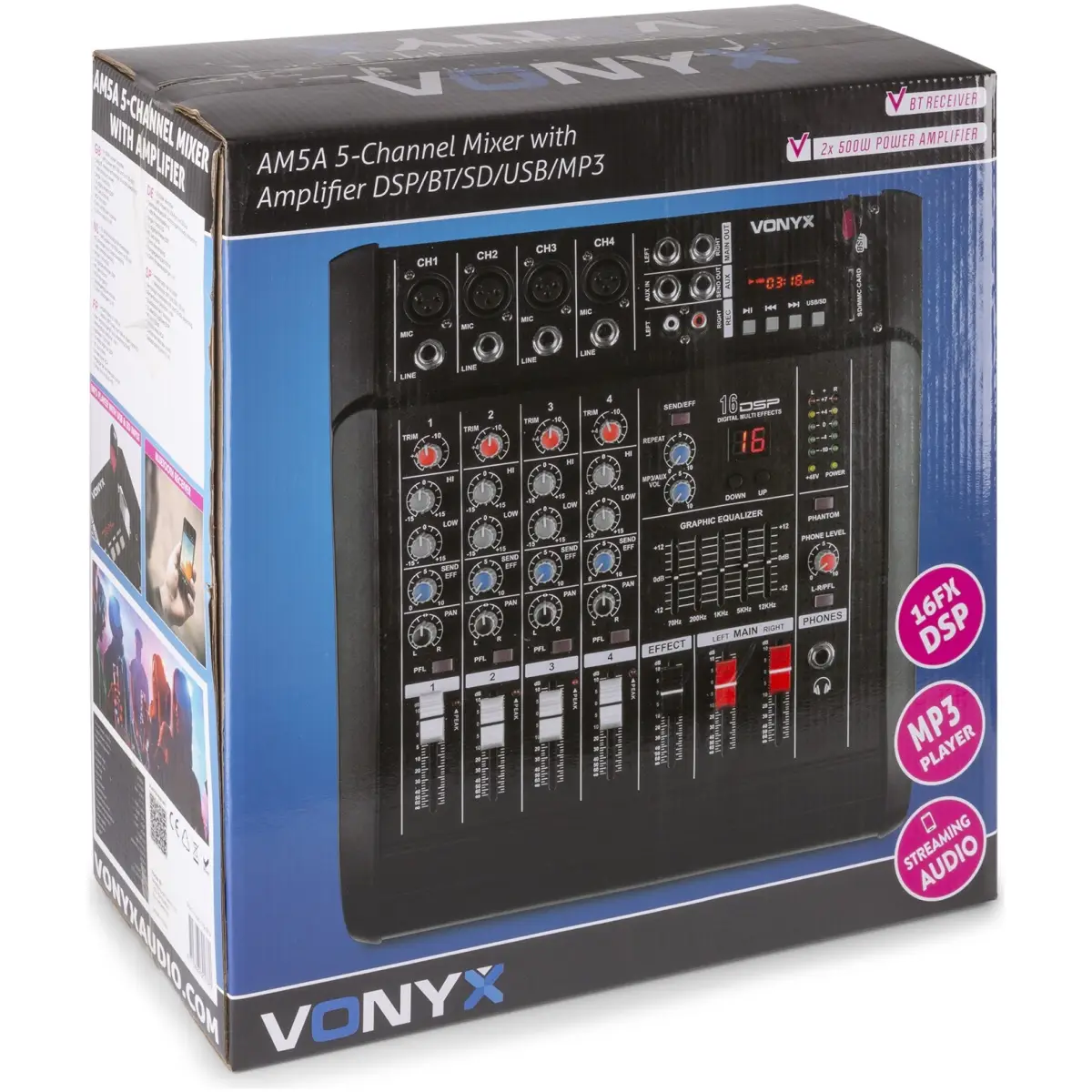 VONYX AM5A POWERED MUSIC MIXER 5 - CH DSP/BT/SD/USB/MP3 - Image 8