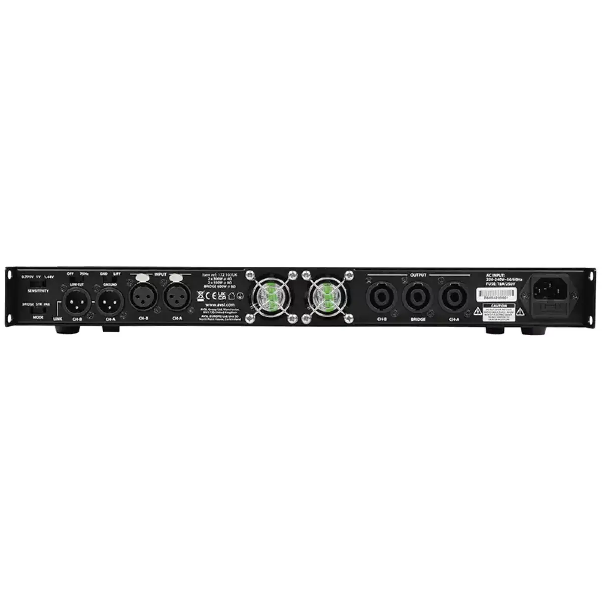 Citronic D300 1U Power Amplifier 2X 150W - Image 2