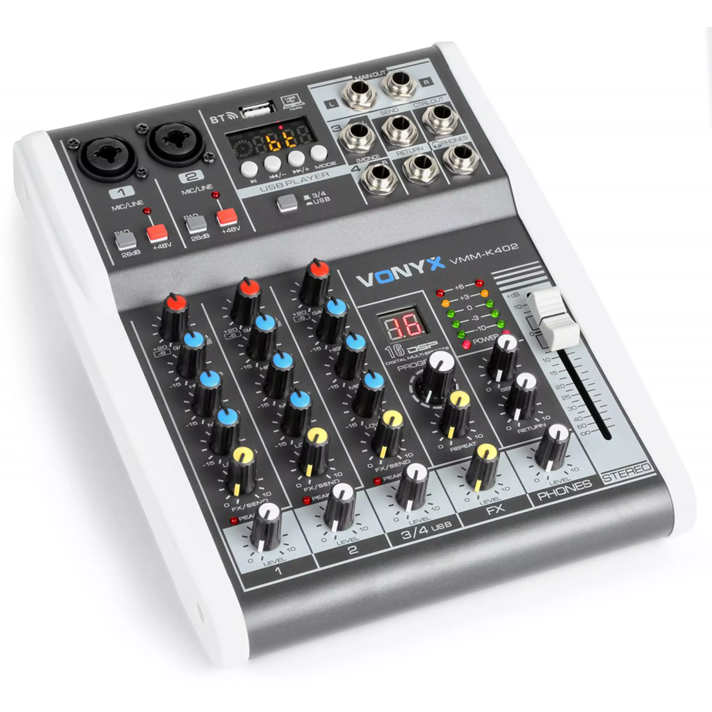 172585VX_1 Vonyx - Vmm - K402 Music Mixer WTH DSP/BT/MP3/USB/REC - Image 1