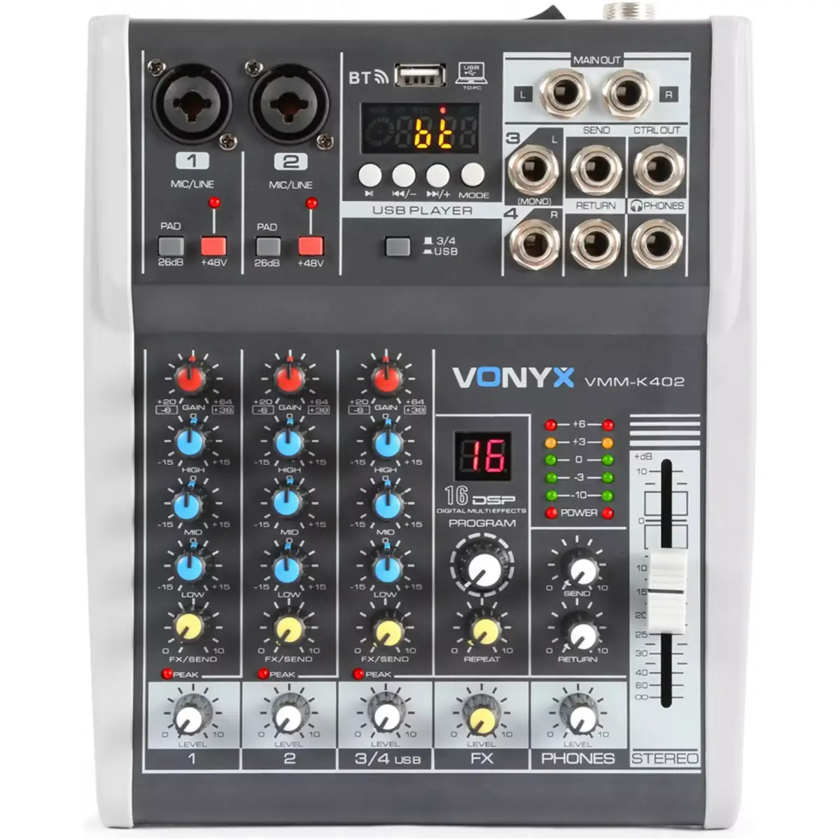Vonyx - Vmm - K402 Music Mixer WTH DSP/BT/MP3/USB/REC - Image 2