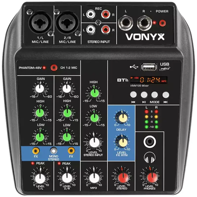 Vonyx Vmm - 100 MUSIC MIXER 3 - Ch Dsp/bt/usb