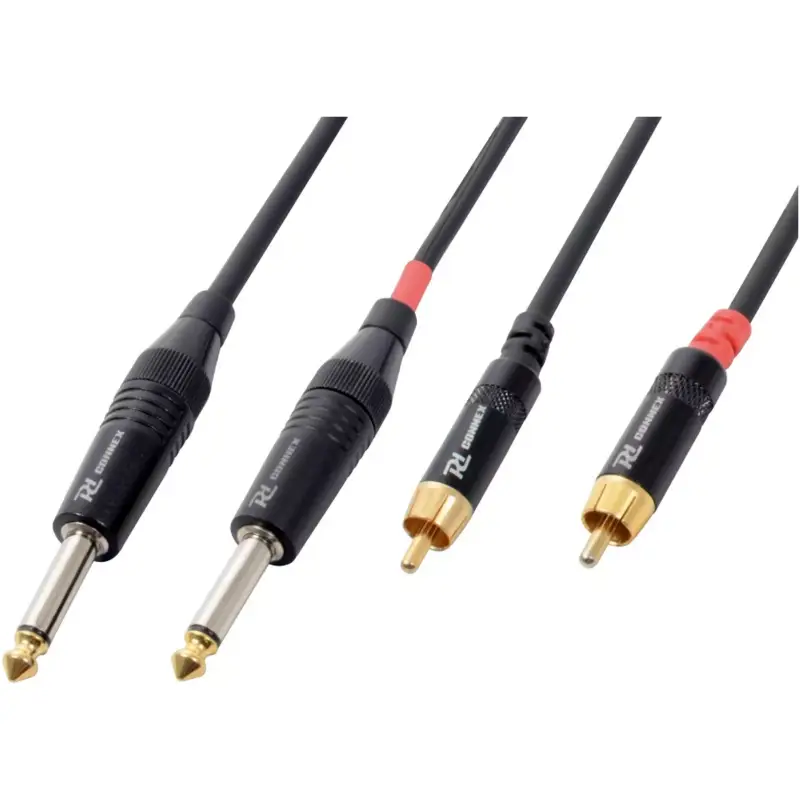 Pdc CX74 - 3 Signal Lead 2X 6.3MM Mono Male - 2X Rca Male 3M