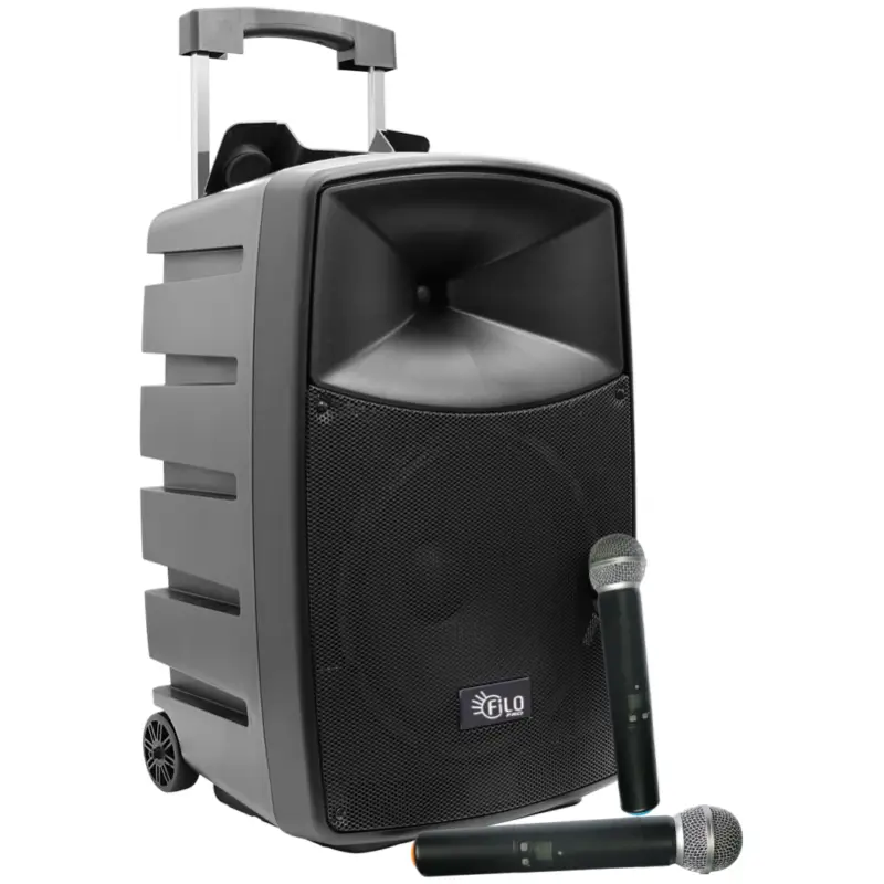FILO FDA15PA PORTABLE PA 2x UHF MICS/MP3/USB/SD/FM/BT 15INCH