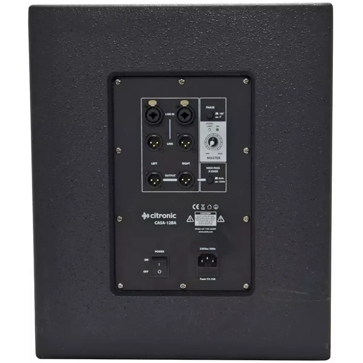 Citronic Casa 12BA Active Subwoofer Speaker 12IN Black 400W 8 Ohm - Image 3