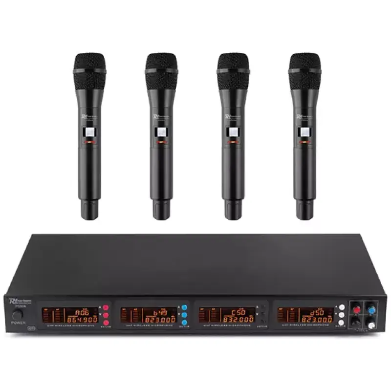 Power Dynamics PD504H Quad Handheld Microphone Uhf 826.300/831.200 Mhz /863.000/865.000 Mhz