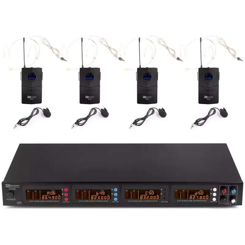 Power Dynamics PD504B Quad Lapel Microphone Uhf