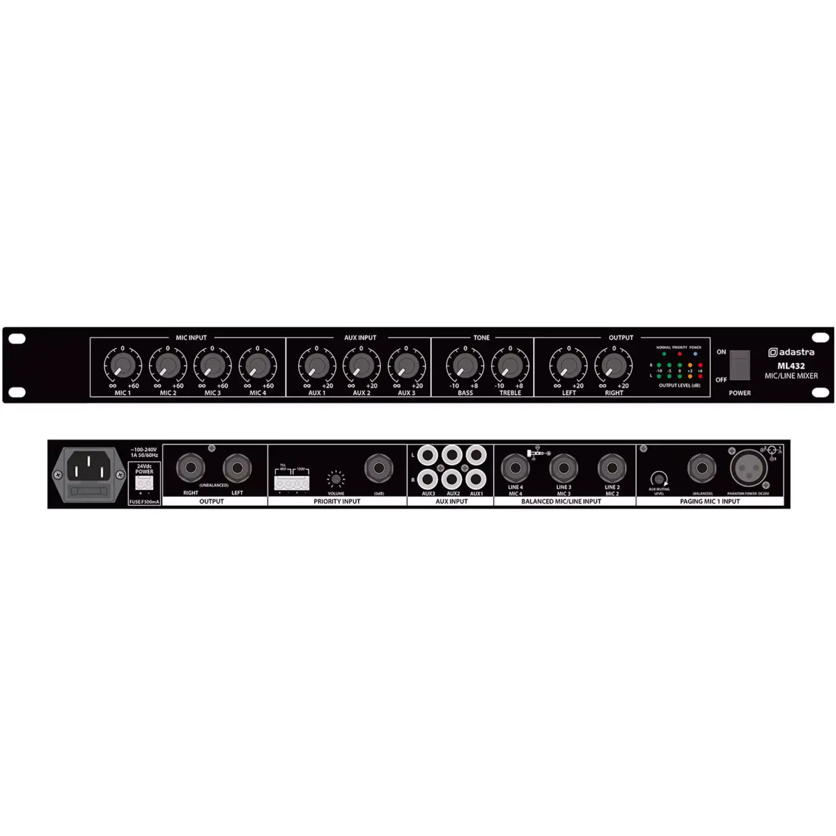 Adastra - ML432 1U MIC/LINE RACK MIXERS - Image 3