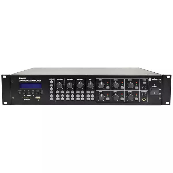 953160AD_1 Adastra RM406 100V Mixer Amplifier 40W Usb/sd/fm/bt 6 Zone - Image 1