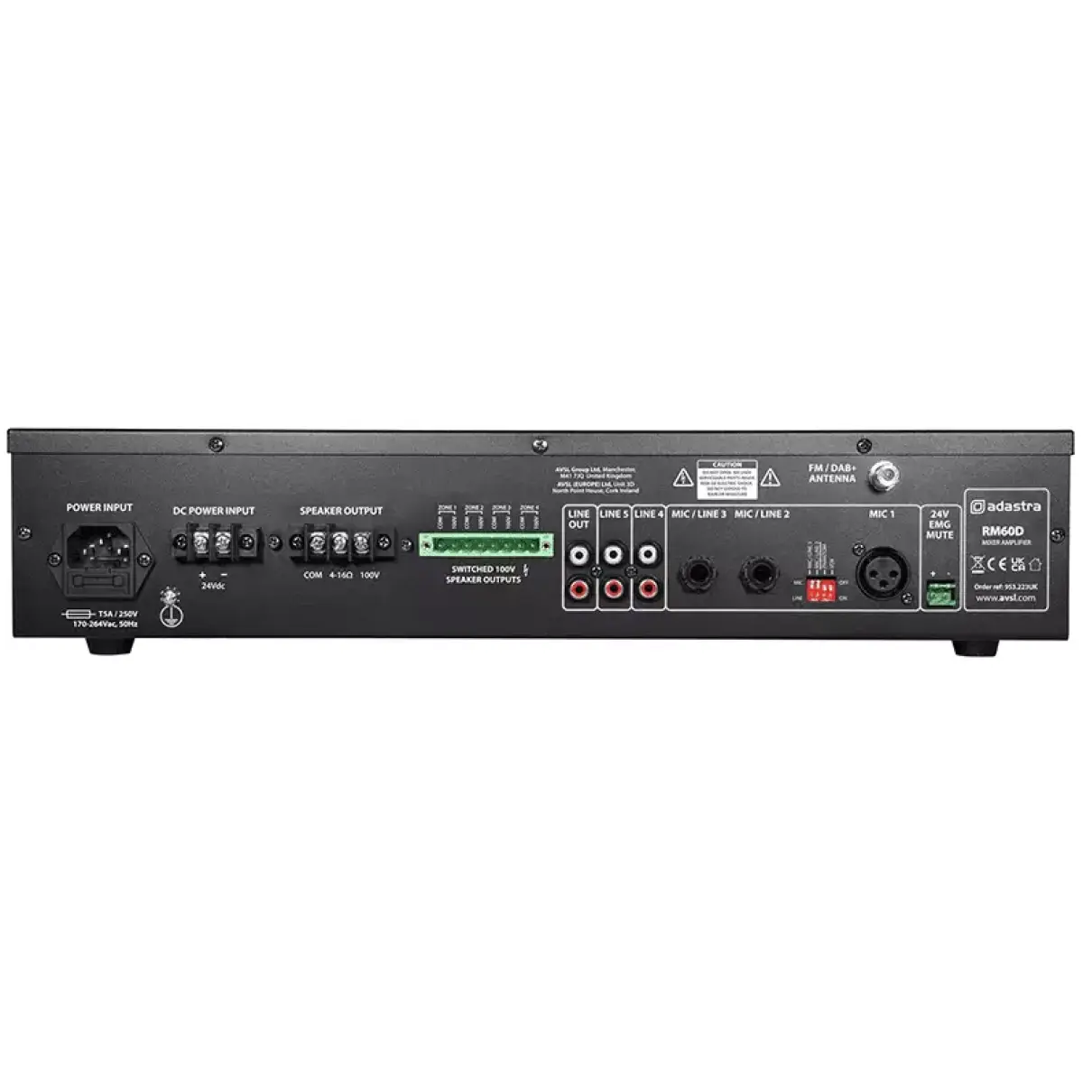 Adastra RM60D 100V Mixer Amplifier 60W Usb/bt/fm/dab+ - Image 3