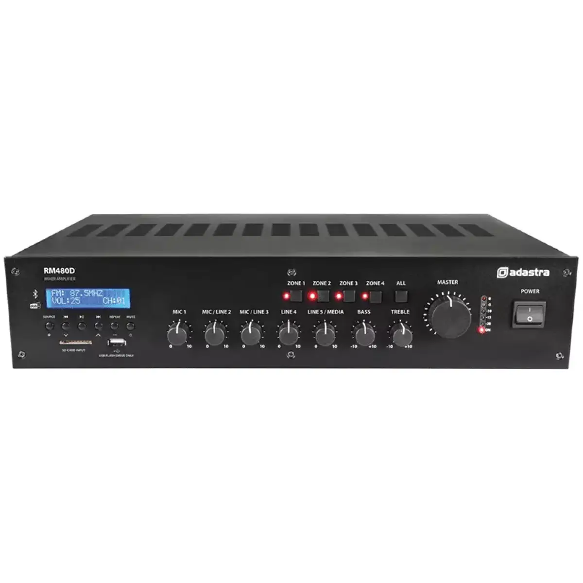 Adastra RM480D 100V Mixer Amplifier 480W Usb/bt/fm/dab+ - Image 2