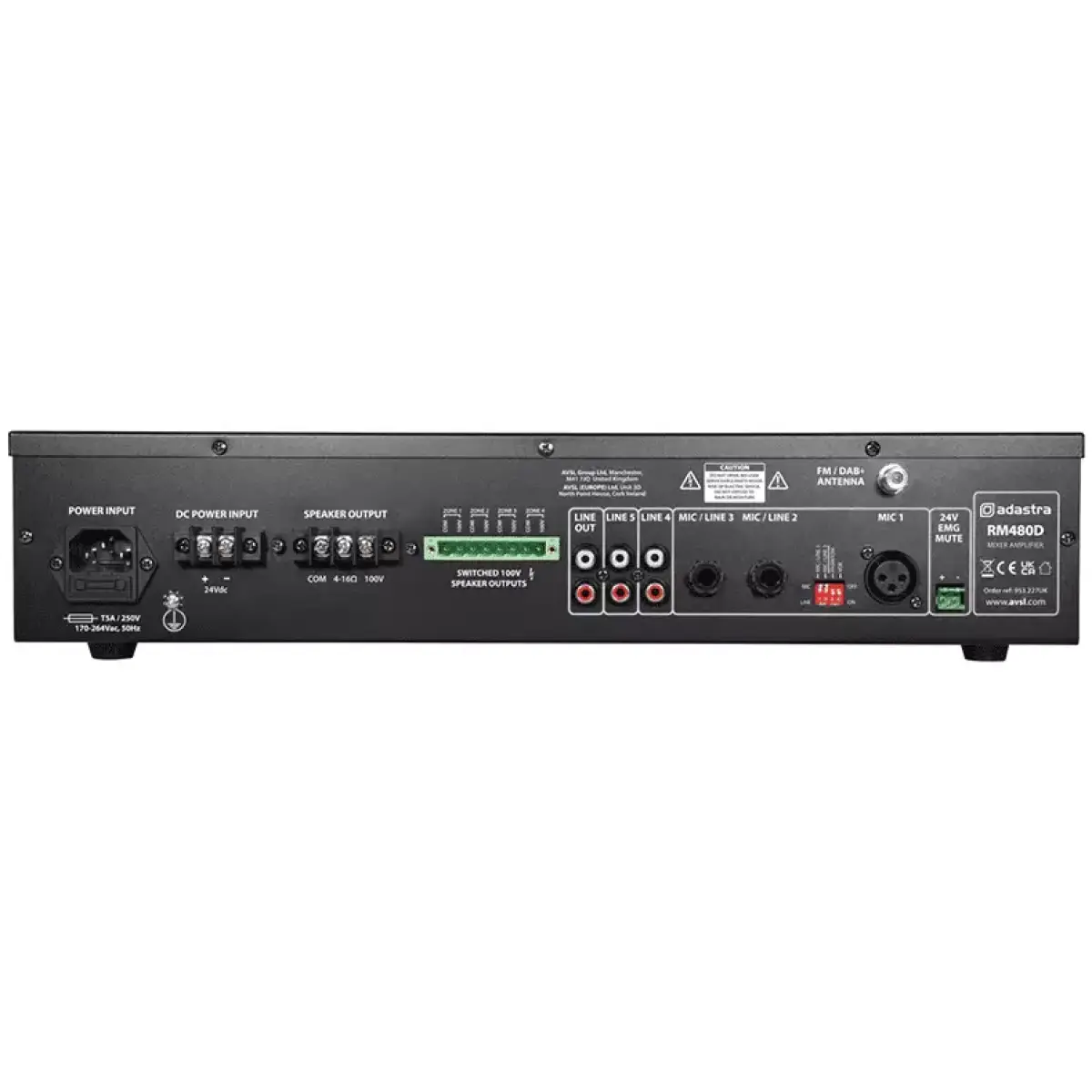 Adastra RM480D 100V Mixer Amplifier 480W Usb/bt/fm/dab+ - Image 3