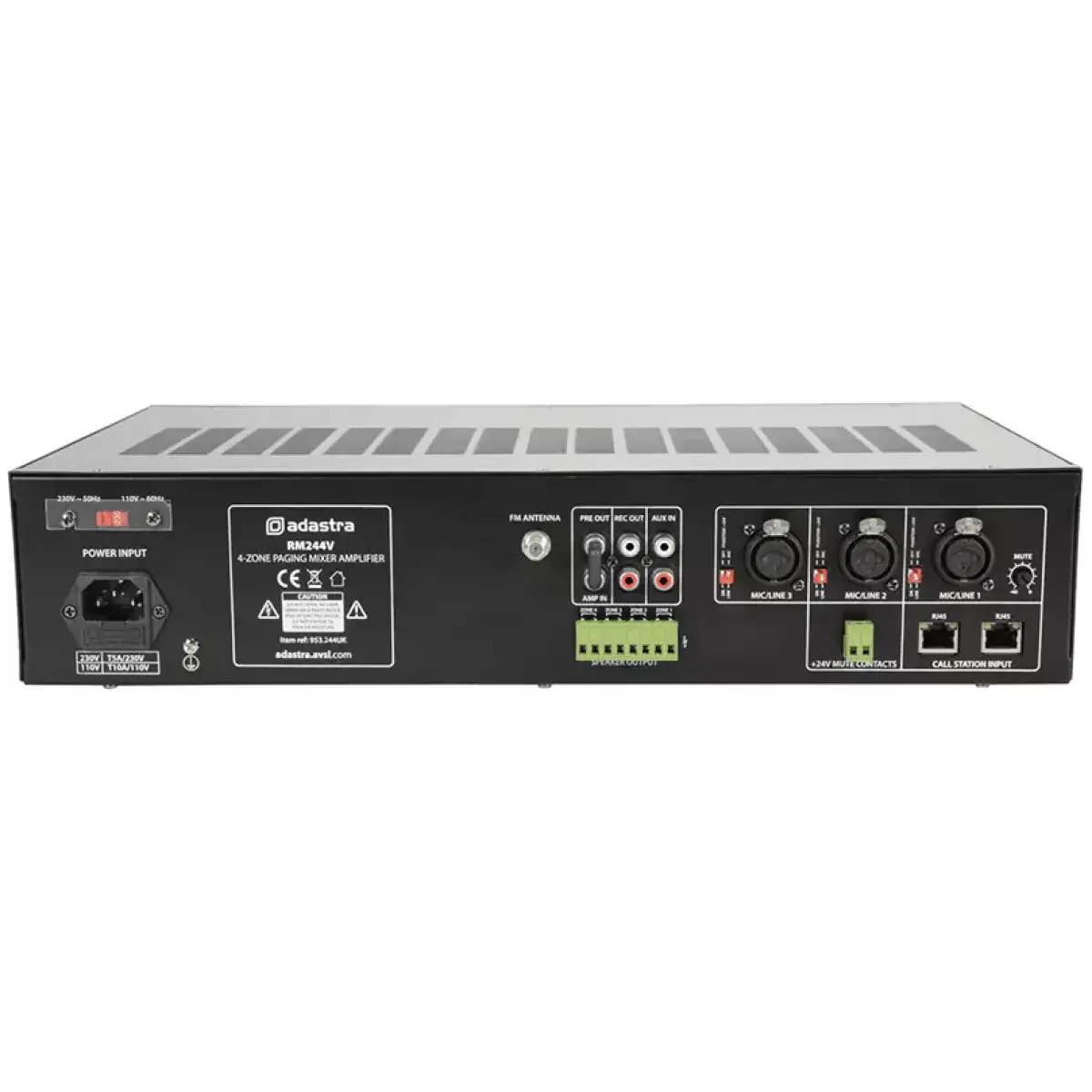 ADASTRA RM244V PAGING MIXER - AMPLIFIER USB/SD/FM/BT 100V 240W 4 ZONE - Image 3