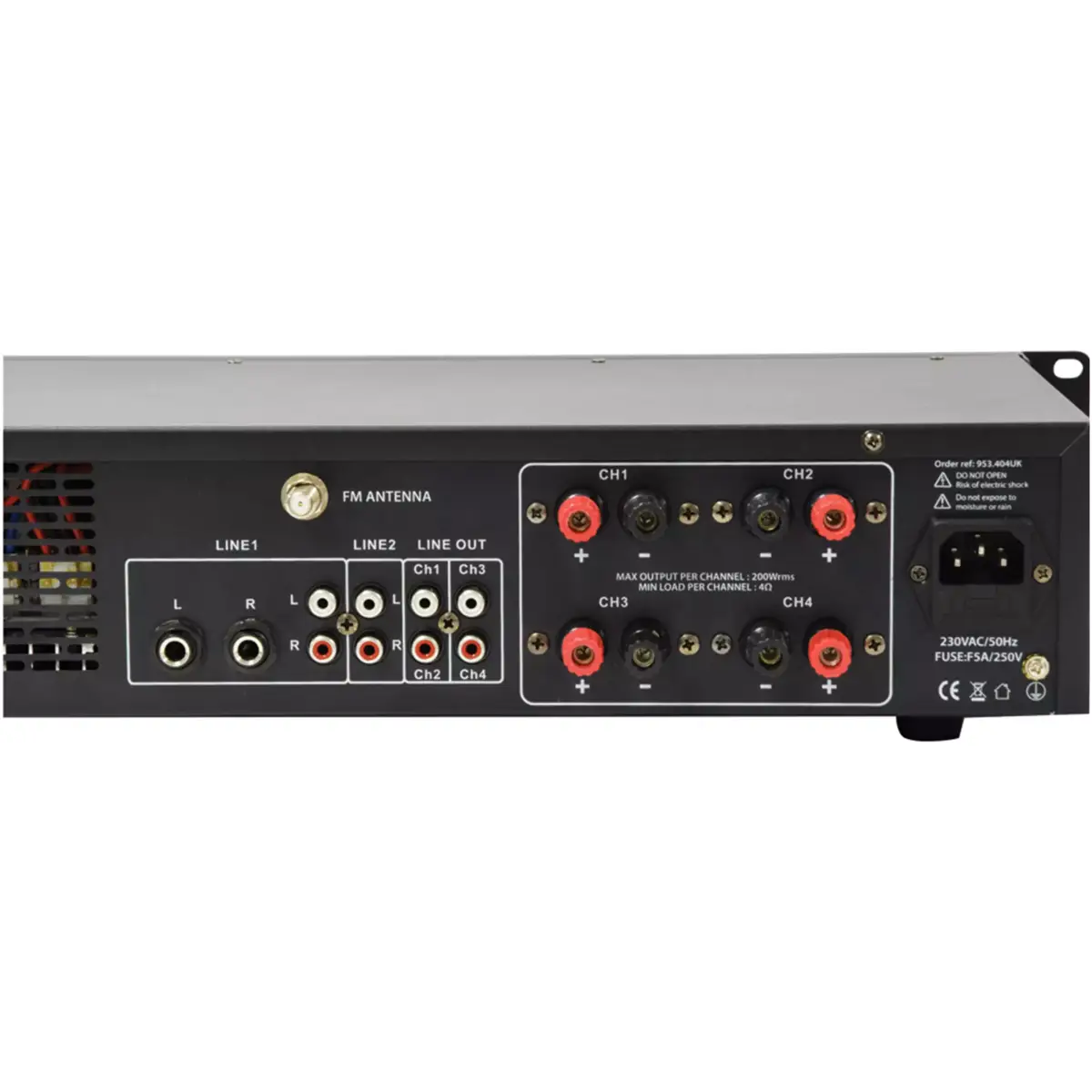 Adastra A4 2U Mixer Amplifier 4X 200W - Image 3