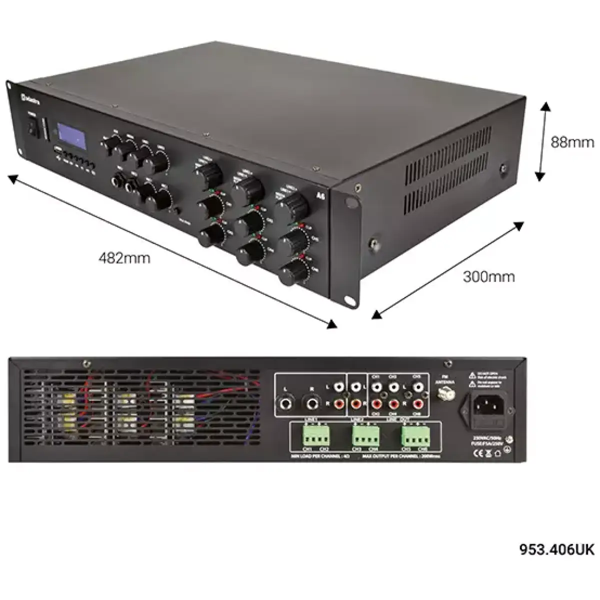 Adastra A6 2U Mixer Amplifier 6X 200W - Image 4