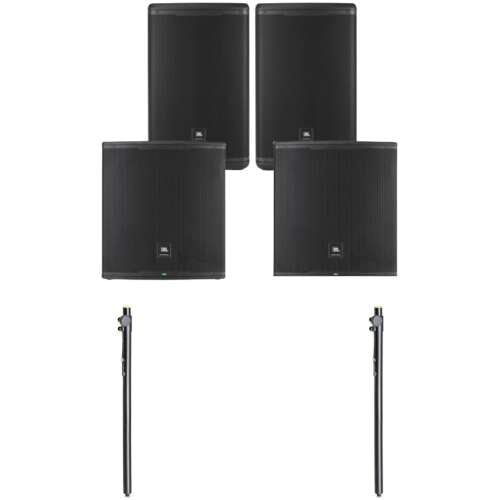 JBL EON 715 + 718 Bundle with Imix speaker poles