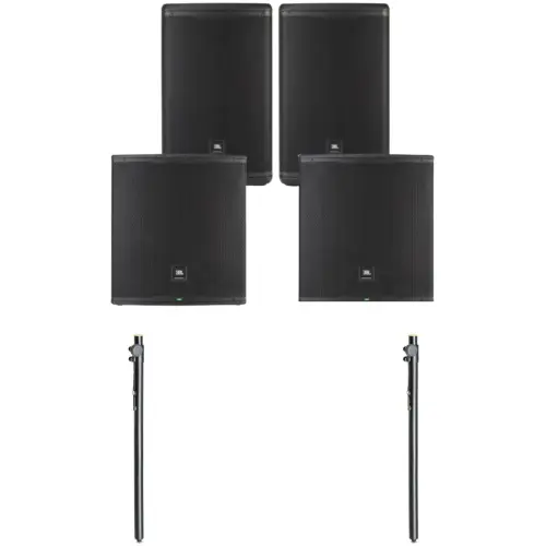 JBL EON 715 + 718 Bundle with Imix speaker poles