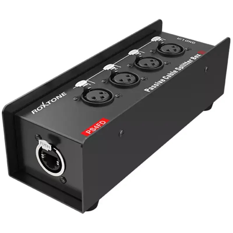Roxtone - Cat Snake Splitter Box, 4 Channel Xlr Female To Ethercon Network Cable