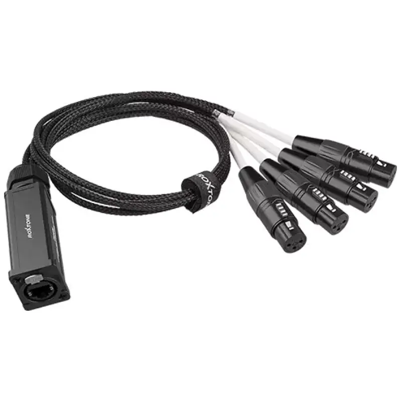 Roxtone - Cat Snake Splitter, 4 Channel Xlr Female To Ethercon Network Cable