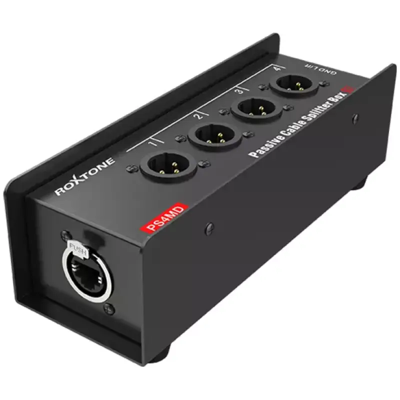 Roxtone - Cat Snake Splitter Box, 4 Channel Xlr Male To Ethercon Network Cable