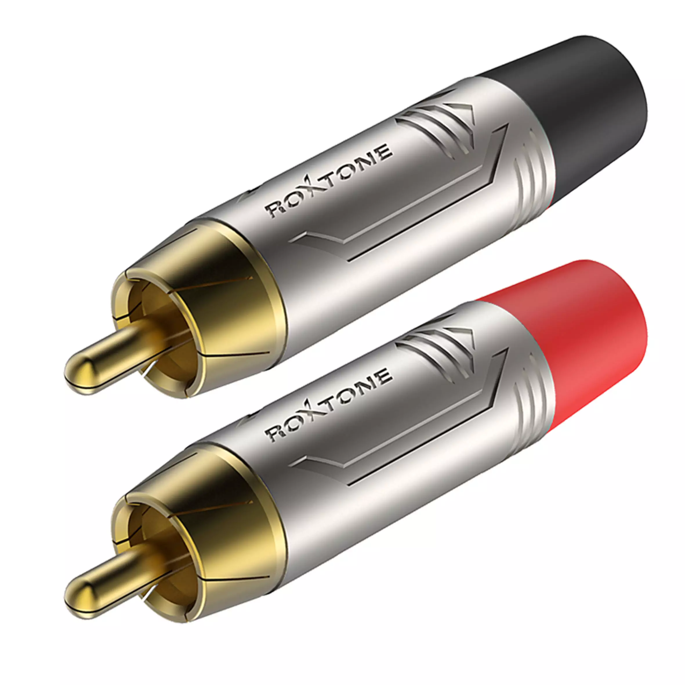 RF2C-NG_1-1 Roxtone Connector Pair Rca Inline Male Red & Black - Image 1