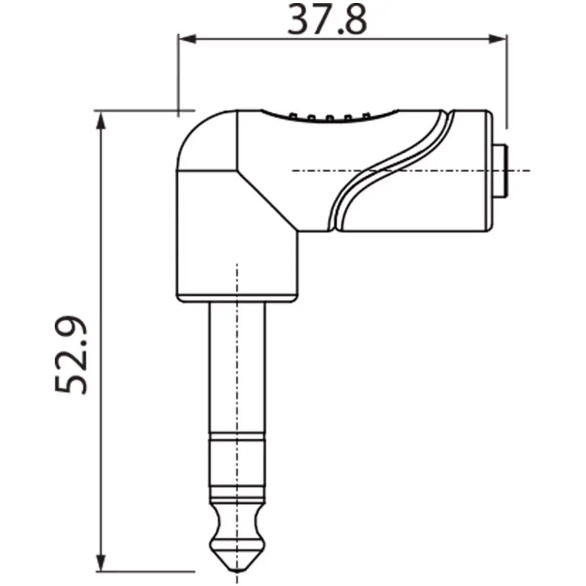 Roxtone Adaptor 6.3MM Stereo Male To 3.5MM Stereo Female Right Angle - Image 2