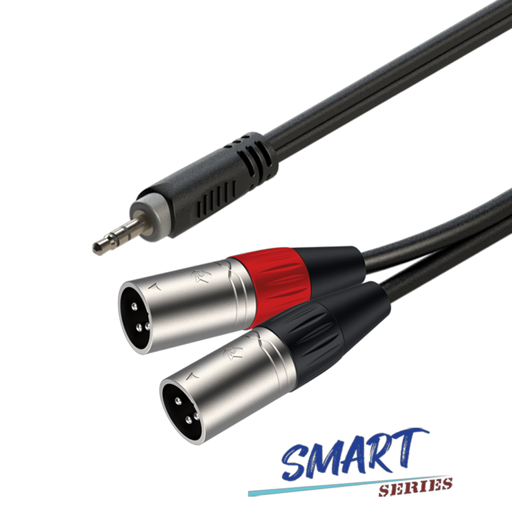 SAYC190L3_1 Roxtone - Smart Series Signal Lead 3.5 M St – 2 Xlr M 3M - Image 1