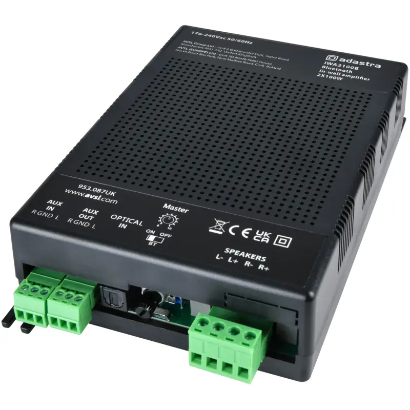 Adastra IWA2100B In - Wall Amplifier 2X 100W with Bluetooth (Black)