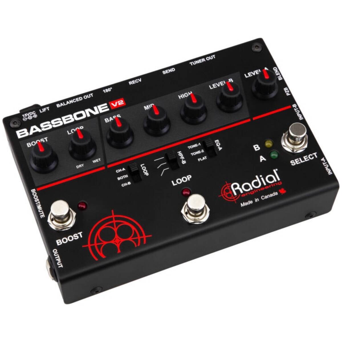 Radial Bassbone V2 Bass Preamp,Dual Input w/EQ,Power Boost,FX loop - Image 5