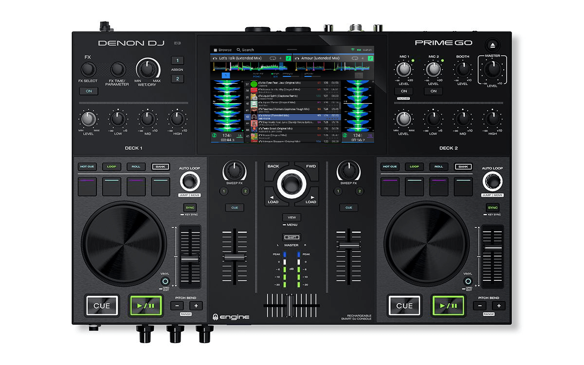 pgo-5_primego-side-topdown-webk DENON DJ PRIME GO 2-Deck Rechargeable Smart DJ Console - Image 1
